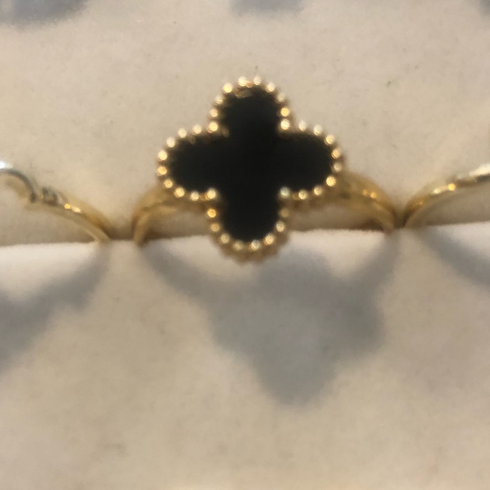 Gold-Plated Black Clover Accent Ring
